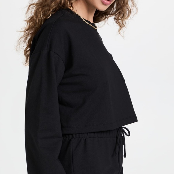 Free People Sunny 2 piece Short and Sweatshirt Set in Black sz XS NWT $98R - Picture 6 of 7